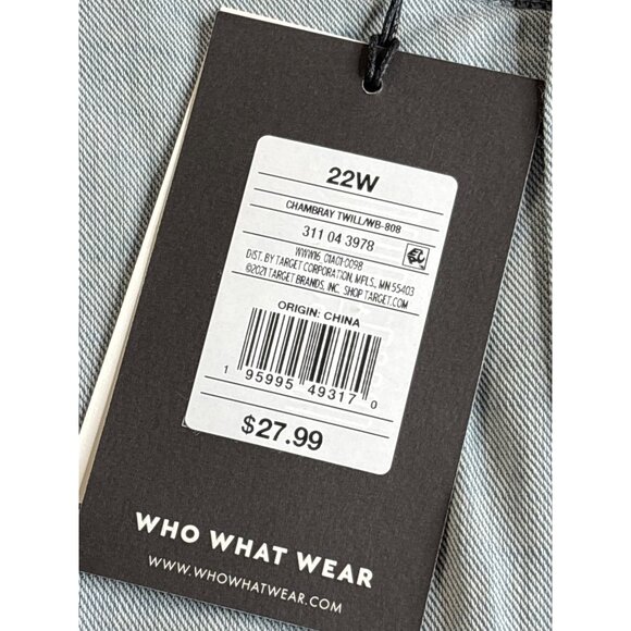 Who What Wear Chambray Twill Shorts 22W Blue Elastic Waist Ruffle Hem Cotton New - Picture 4 of 6